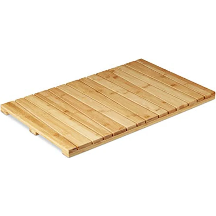 Relaxdays Bambusmatte für Badezimmer, rutschhemmend, feuchtigkeitsbeständig, hygienisch, 40x65 cm, naturfarben – Bild 1