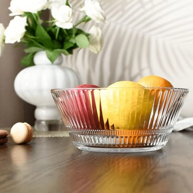 Glasschale 2,1 L mit Reliefstruktur konisch Servierschale Salatschüssel Salatschale Obstschale Dessertschale – Bild 2