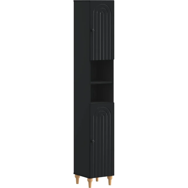 vidaXL 4-teiliges Badezimmer-Schrank-Set ALKMAAR Schwarz Holzwerkstoff 3417910 – Bild 6