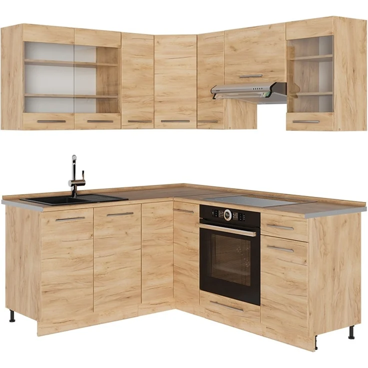 Eckküche Fame-Line Goldkraft Eiche/Goldkraft Eiche 190 x 160 cm, AP Eiche Vicco – Bild 1