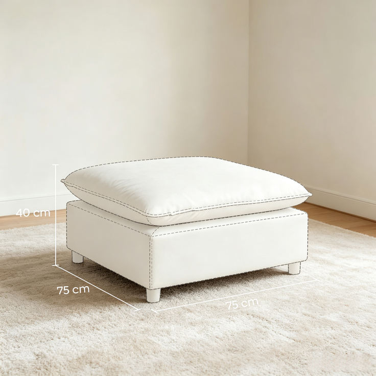 Fußhocker 75x75x40 cm mit Sitzfläche 75x75 cm, Leinenbezug in Grau – Bild 4