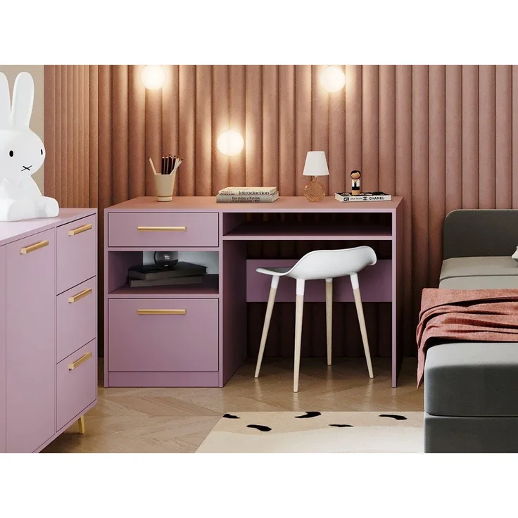 Compleo Schreibtisch mit Schublade und Tür, goldene Elemente, ALEX II, glamour design