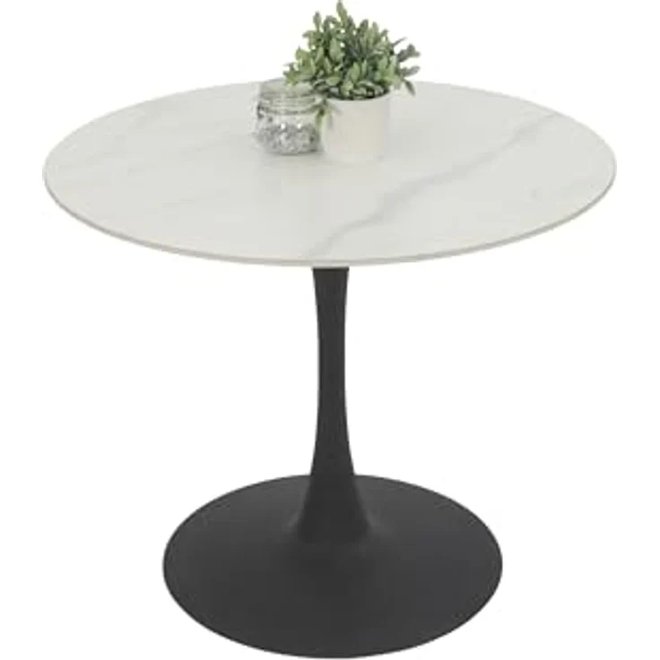 Hela Tische, Esstisch Rund Paola, Dekor Marmoroptik, Steinplatte-Sintered Stone 16mm Matt weiß, Maß Ø90x75 cm – Bild 3