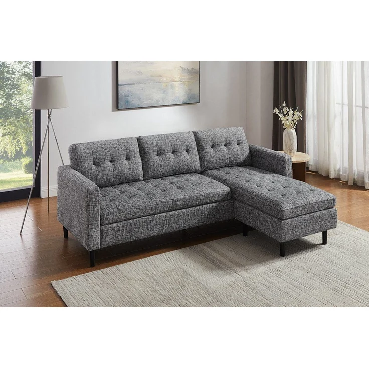 riess-ambiente Ecksofa STOCKHOLM 220 cm grau – 3-Sitzer, Strickstoff, Ottomane beidseitig, Einzelartikel 1 Teile, bequeme Eckcouch mit Federkern – ideal fürs Wohnzimmer & Gästezimmer – Bild 2