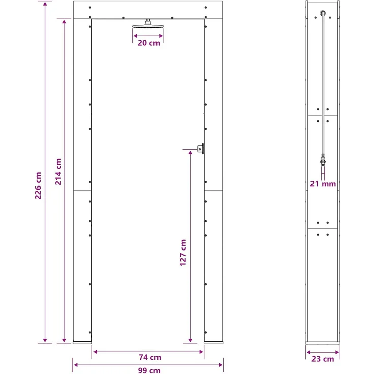 vidaXL Gartendusche 226 cm Imprägniertes Kiefernholz und Edelstahl 886339 – Bild 9