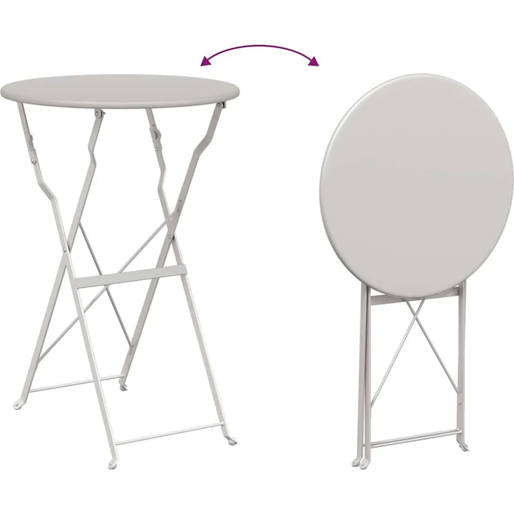 vidaXL Klapp Bistro Set 3 pcs Beige Stahl 42002971 – Bild 9