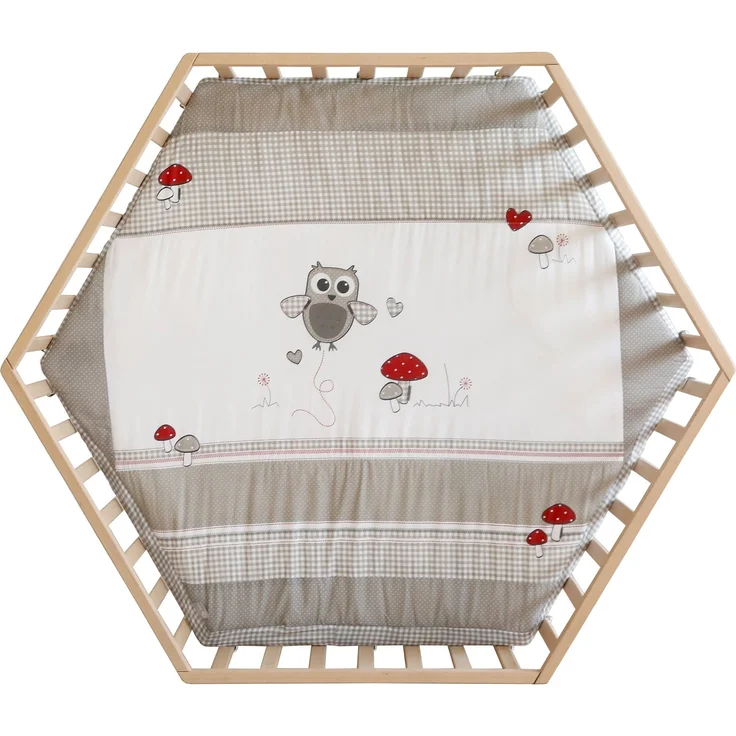 roba Laufgitter 'Adam & Eule' - Laufstall 6-eckig / hexagonal - Sicheres Spielgitter inkl. Schutzeinlage - Mobil dank Rollen - Holz natur – Bild 5