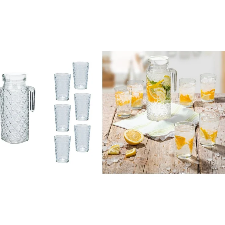 Wasserkaraffe mit 6 Gläser 200ml Wasser Gläser HI 13410 – Bild 1