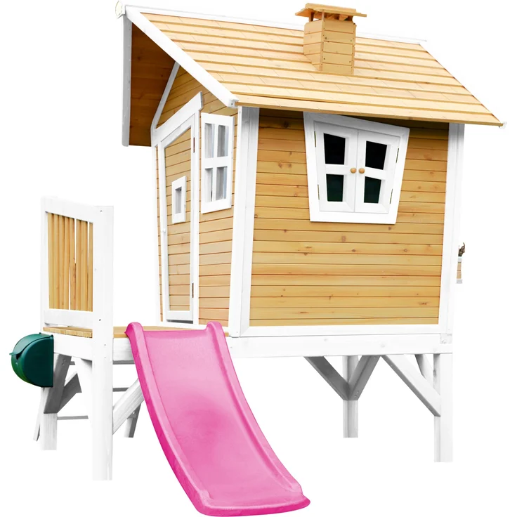 AXI Spielhaus Robin mit lila Rutsche Stelzenhaus in Braun & Weiß aus FSC Holz für Kinder | Braun, weiß, Lila | Holz | 177 cm – Bild 4