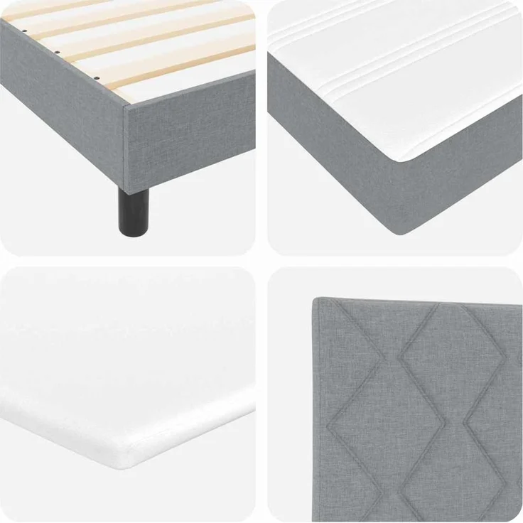 vidaXL Boxspringbett mit Kopfteil Hellgrau 200 x 200 cm Stoff 3340108 – Bild 9