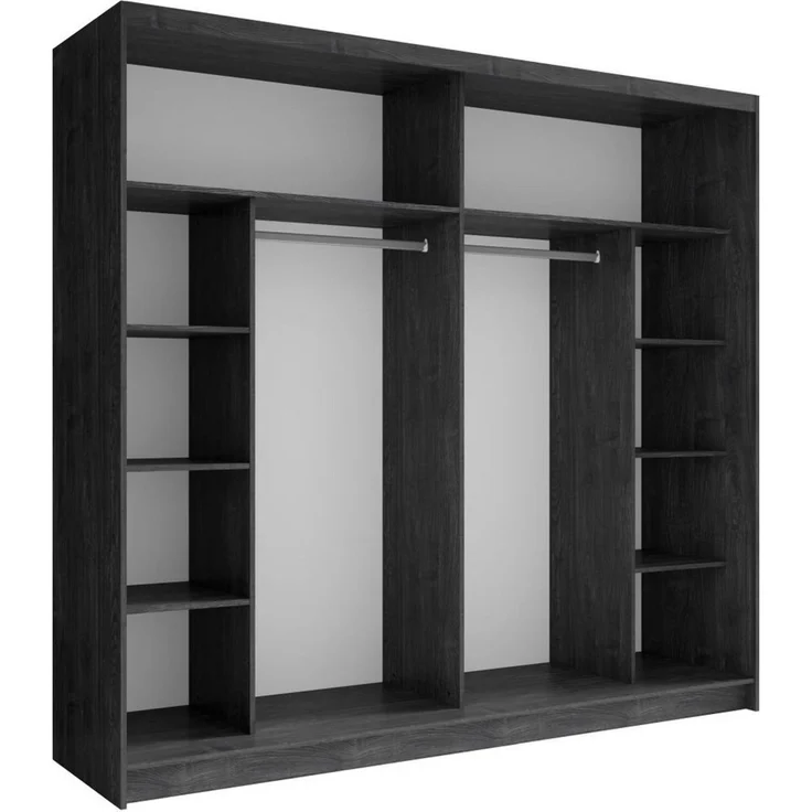 Lukas Möbel Komplettschlafzimmer Komplettschlafzimmer Togo in Anthrazit 5-teilig, Bett mit Bettkasten, Kleiderschrank mit Spiegeln, 5-teilig, Schwarz – Bild 4