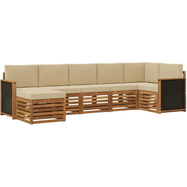 vidaXL Outdoor-Sofagarnitur 7 stk. 6-Sitzer Natur und Beige 3384614 – Bild 2
