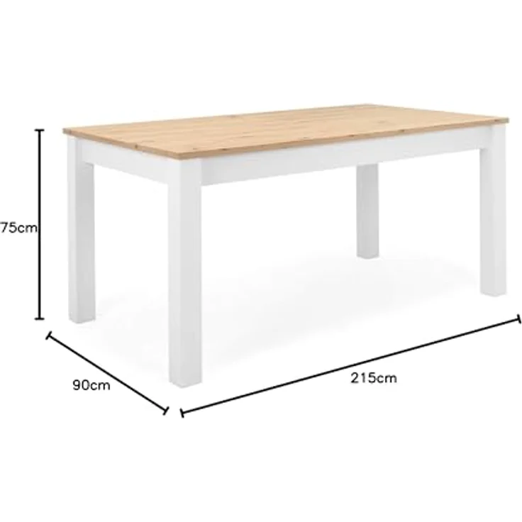 Newroom Esstisch Eireen, ausziehbar 160-215 cm inkl. Tischplatte Weiß Wildeiche Vintage – Bild 4