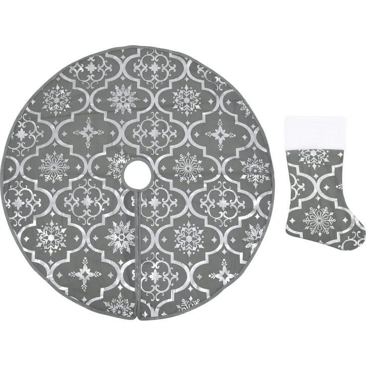 Luxus-Weihnachtsbaumdecke mit Socke Grau 90 cm Stoff 330281 – Bild 1