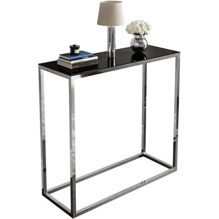 Lookway Konsolentisch MODERN GLASS mit silberfarbenem, verchromtem Gestell (1x Konsole), Breite: 80/100 cm – Bild 3