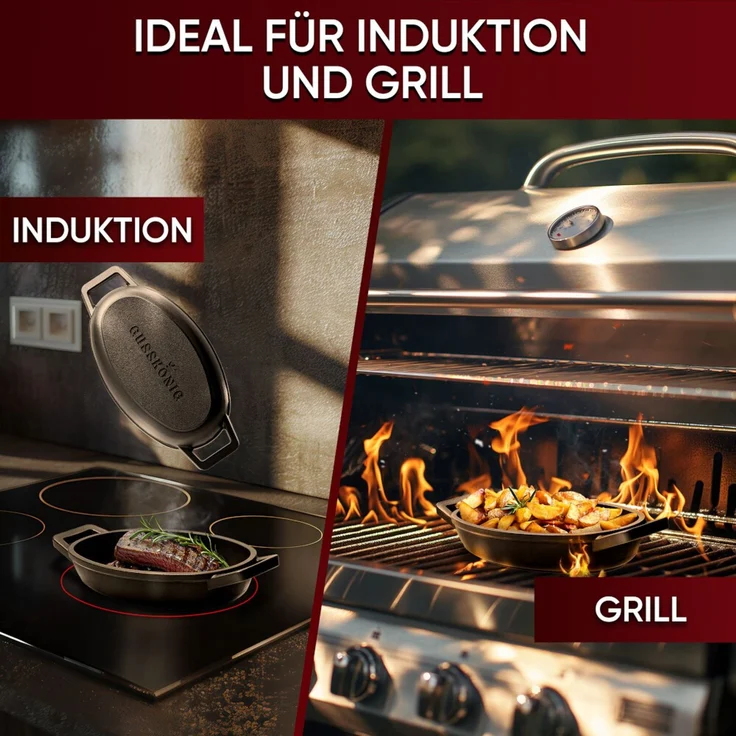 6er Mini Servierpfannen-Set oval – für Induktion & Grill, hitzebeständig, ideal zum Servieren, Überbacken & Warmhalten – Bild 5