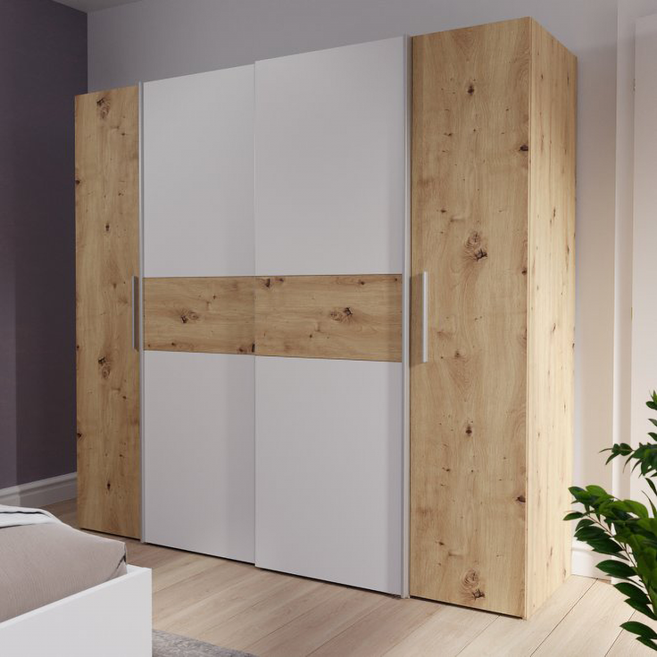 Wohn Schick KALIXTUS Kleiderschrank,Front Weiß (120A06) Artisan Eiche(D78)/Weiß120 - H 190 cm x T 51 cm x B 200 cm – Bild 5