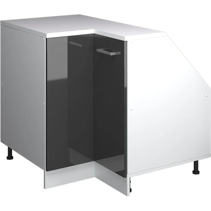 Eck-Küchenschrank für Dachschrägen R-Line Anthrazit Hochglanz 75.6 cm mit 1 Tür, Schrankkorpus 60 cm Tiefe Vicco – Bild 1