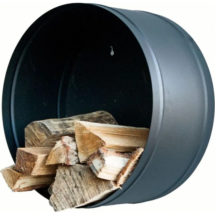 Spinder Design Kaminholzablage BANSHEE schwarz, runde Ablage für Brennholz 60x25x60 cm