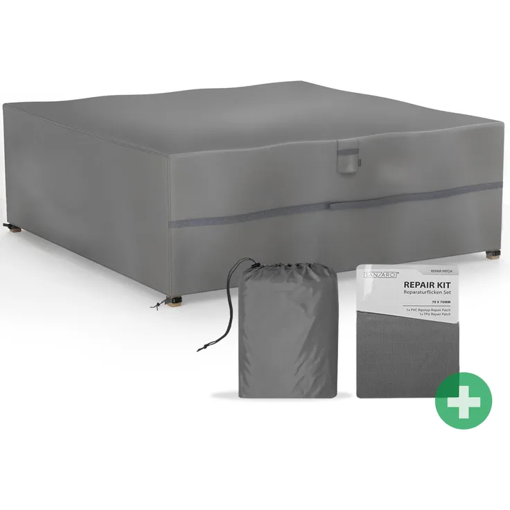 SANZARO 'Premium' Abdeckung Gartenmöbel, winterfest, Polyester grau, 237 x 237 x 80 cm