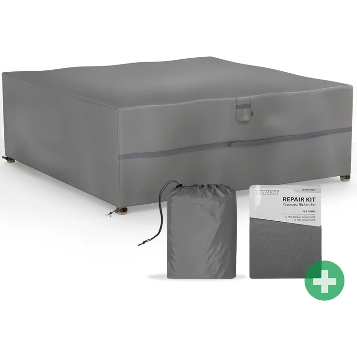 SANZARO 'Premium' Abdeckung Gartenmöbel, winterfest, Polyester grau, 237 x 237 x 80 cm – Bild 1