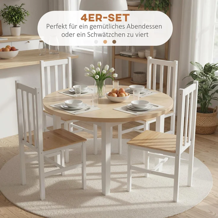MELAYR, 4er-Set Küchenstühle Esszimmerstühle Stühle, Massivholz, modernes Design, 38 5 cm x 47.5 cm x 99 cm, Naturholz – Bild 6