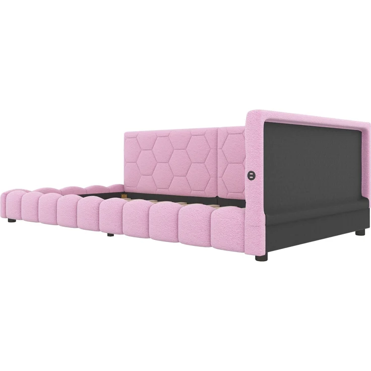 Schlafsofa mit Bettfunktion und Lattenrost, 90x200 cm, Polsterbett, Einzelbett, Jugendbett, Bezug aus Vlies – Bild 9