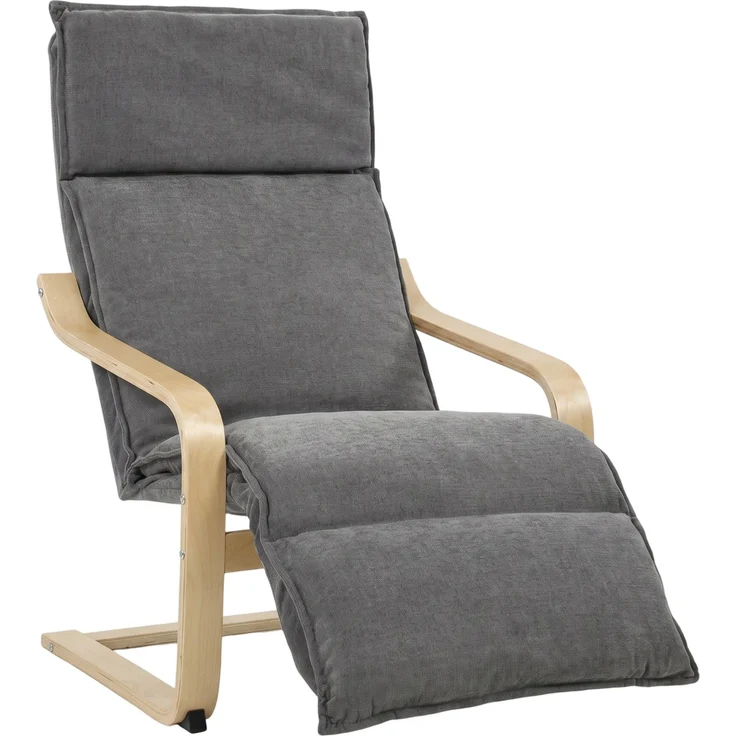 MELAYR, Loungesessel Wohnzimmer Sessel mit Fußstütze Moderner Dunkelgrau, 90 x 67 x 105 cm – Bild 1