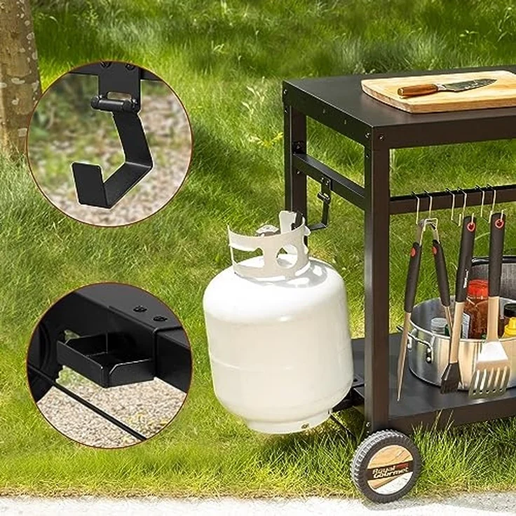 Royal Gourmet Grillwagen Grilltisch Outdoor Beistelltisch Garten Trolley Outdoorküche Multifunktioneller Arbeitstisch Werkbank für Outdoor BBQ Servierwagen Arbeitsplatte 85x50 cm – Bild 5