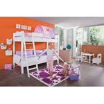 Relita Etagenbett STEFAN-13 Buche massiv weiß lackiert mit Tunnel purple/rosa