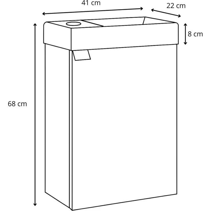 Badplaats Gäste-WC Waschtisch Set Apollo 40 x 22 cm Eiche Hell - Platzsparende Badmöbel Set mit Waschbecken und Unterschrank – Bild 8
