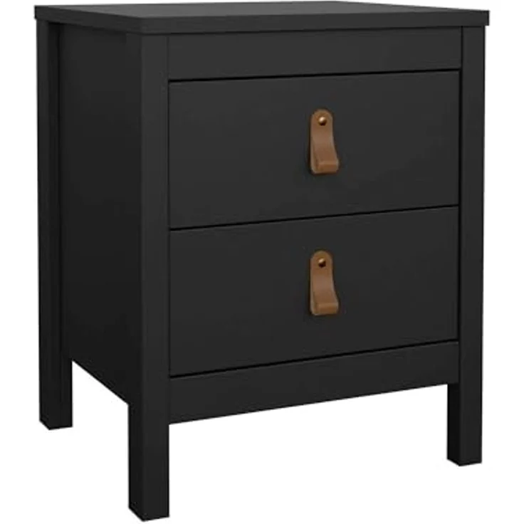 Dmora - Nachttisch Janette, Niedrige Kommode, Tisch, Multifunktionaler Nachttisch, 44x38 h54 cm, Schwarz – Bild 3