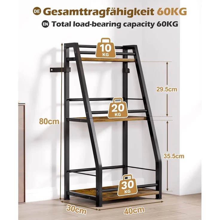 Yorbay Weinregal Stehend, Weinständer aus Holz &Metal 40x30x80cm, Gewürzregal für Küche, Wohnzimmer, Kaffee - Bar – Bild 2