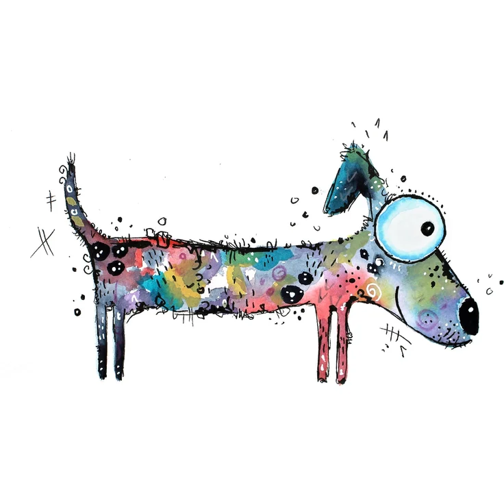 Leinwandbild Hund Kinderzimmer Blau Beige Weiß 70x50 DD123097 Keilrahmenbild – Bild 1