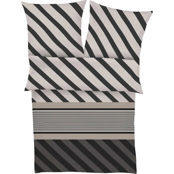 IBENA Bettwäsche BUGATTI Flanell BL 155x220 cm grau Bettbezug Bettzeug