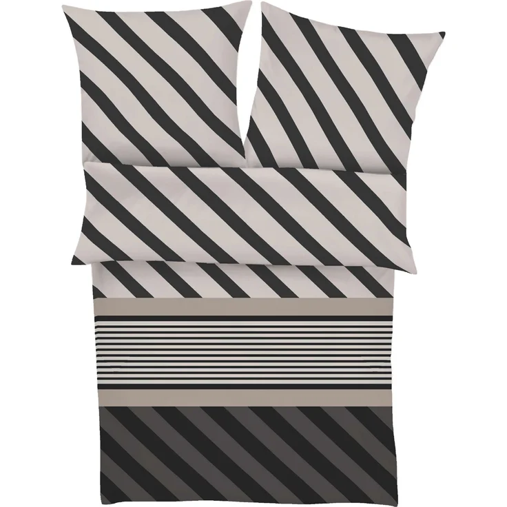 IBENA Bettwäsche BUGATTI Flanell BL 155x220 cm grau Bettbezug Bettzeug – Bild 1
