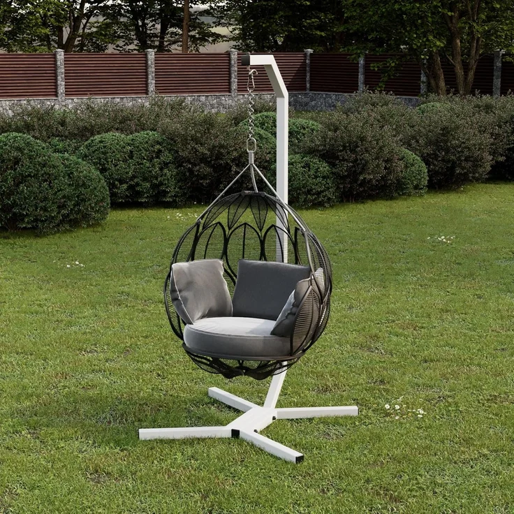 QLS Hängesessel GESTELL aus Stahl mit Haken 203 cm bis 100 kg, Stabil Outdoor pulverbeschichtet Luxus (ohne Hängesessel) – Bild 3