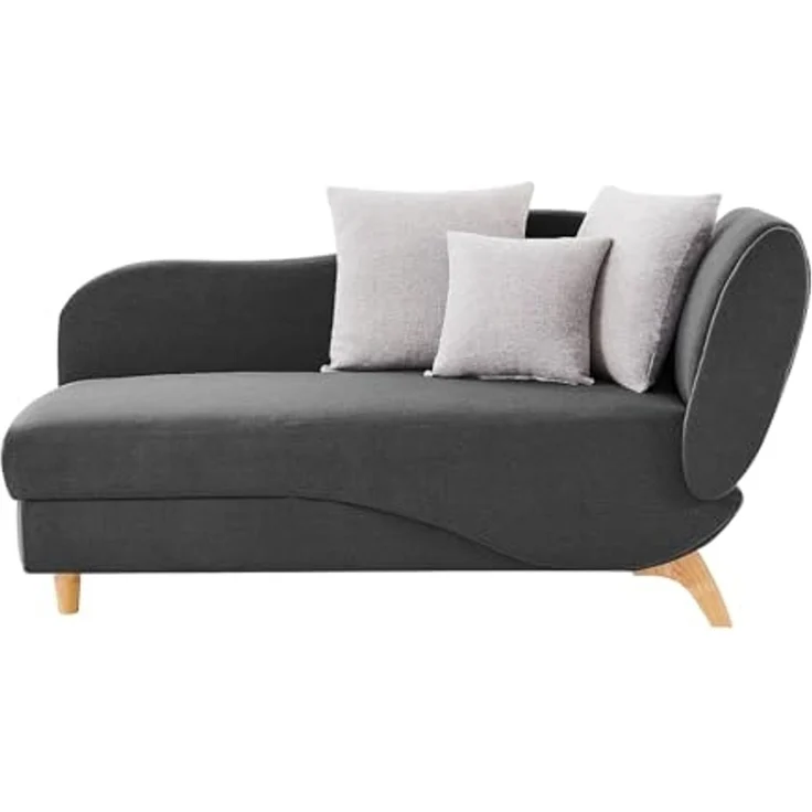 Vente-unique - PENELOPE Chaise longue Stoff Grau - B 80 cm x H 81 cm x L 160 cm – Bild 4