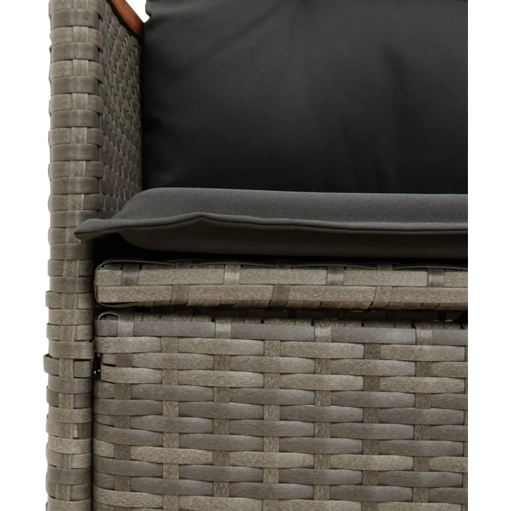 vidaXL Gartensessel mit Kissen 2 Stk. Verstellbar Grau Poly Rattan 365651 – Bild 6
