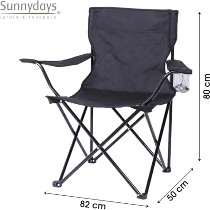 Sunnydays Campingstuhl Klappstuhl Armlehnstuhl Faltstuhl 25236 schwarz – Bild 3
