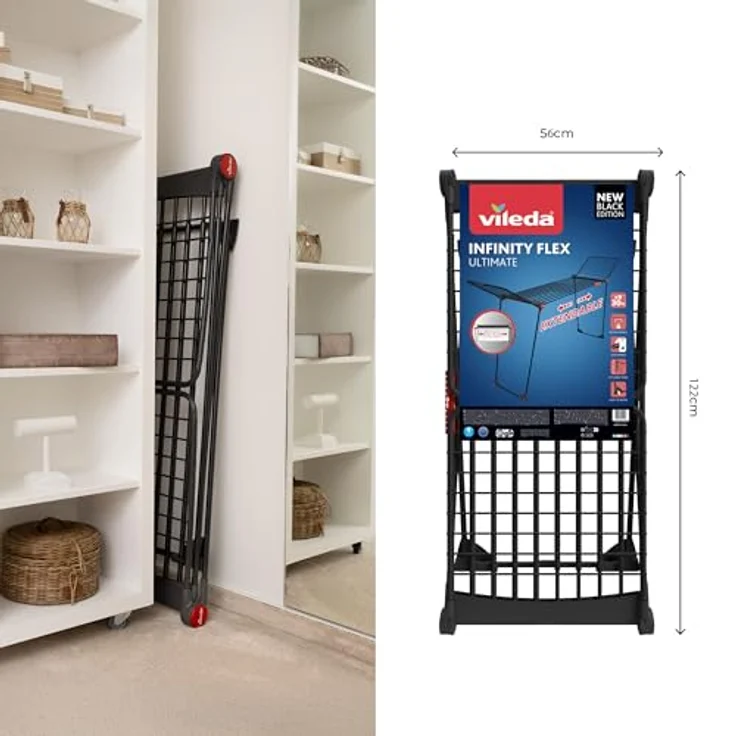 Vileda Infinity Flex Ultimate | ausziehbares Teleskopgestell | Wäscheständer für große Textilien| stabiles Gestell | weniger Abdrücke auf Kleidung Dank XXL Trockenstäbe | vormontierter Wäscheständer – Bild 8
