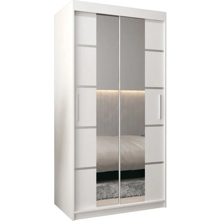 ABIKS MÖBEL Schwebetürenschrank Verona 4 Schlafzimmerschrank, mit Spiegel, Kleiderstange und Regalen