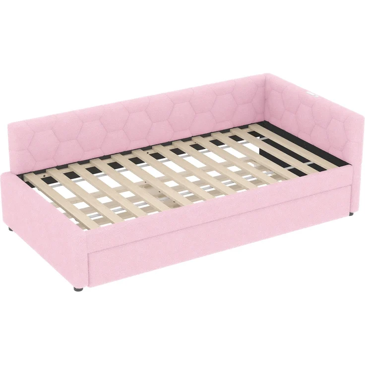 Schlafsofa mit Bettfunktion, Gästebett und Lattenrost, 90x200 cm, Polsterbett, Einzelbett, Jugendbett, Bezug aus Vlies – Bild 7