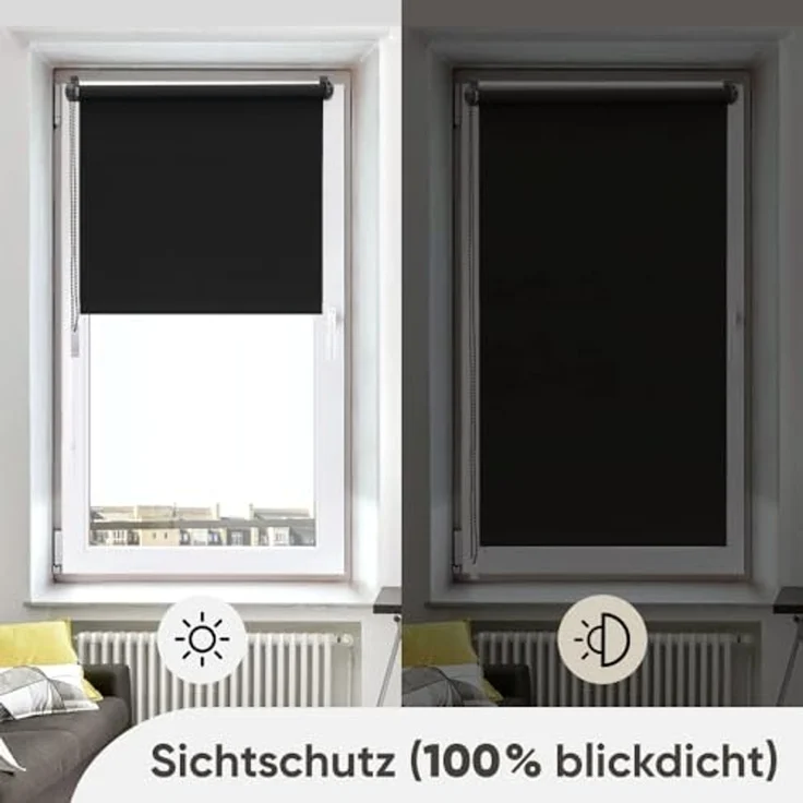 Rollo Seitenzugrollo Verdunkelungsrollo ohne Bohren verdunkelnd Rollo, Sekey, verspannt, Klemmfix, Seitenzugrollo,Sonnenschutz & Sichtschutz,Bestellbreite = Stoffbreite – Bild 3