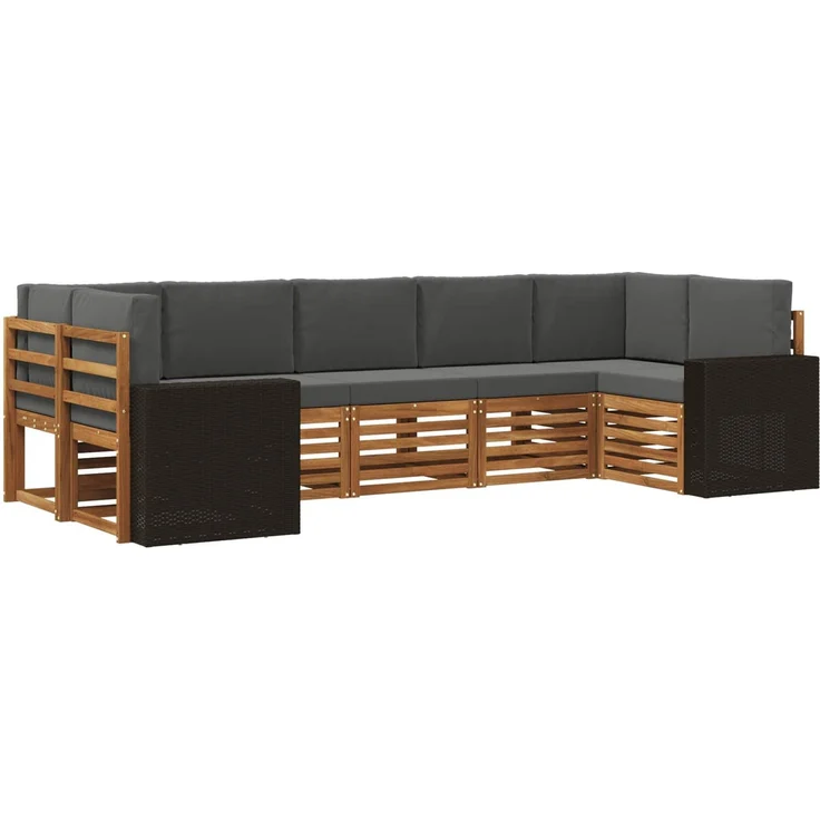 vidaXL Outdoor-Sofagarnitur 7 stk. 7-Sitzer Natur und Anthrazit 3384813 – Bild 2