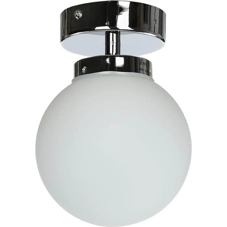 Licht-Erlebnisse Deckenleuchte TOHO, ohne Leuchtmittel, Badlampe Decke Chrom Weiß E14 Kugelschirm – Bild 2