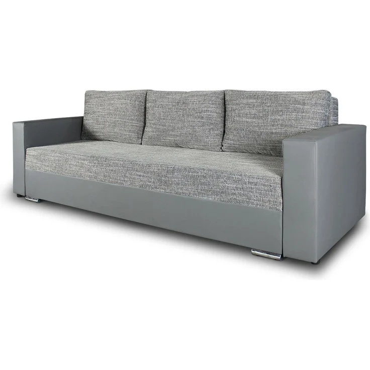 Schlafsofa Bird - Sofa mit Schlaffunktion und Bettkasten, Klappsofa, Schlafcouch mit Chromfüße, Couch, Couchgarnitur, Sofagarnitur (Grau + Grau (Dolaro 04 + Berlin 01)) – Bild 2