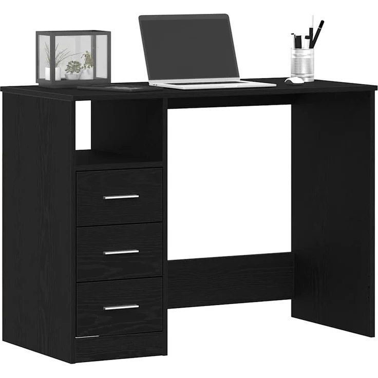 vidaXL Schreibtisch mit Schubladen Schwarz Eichen-Optik 102x50x76 cm 861993 – Bild 3