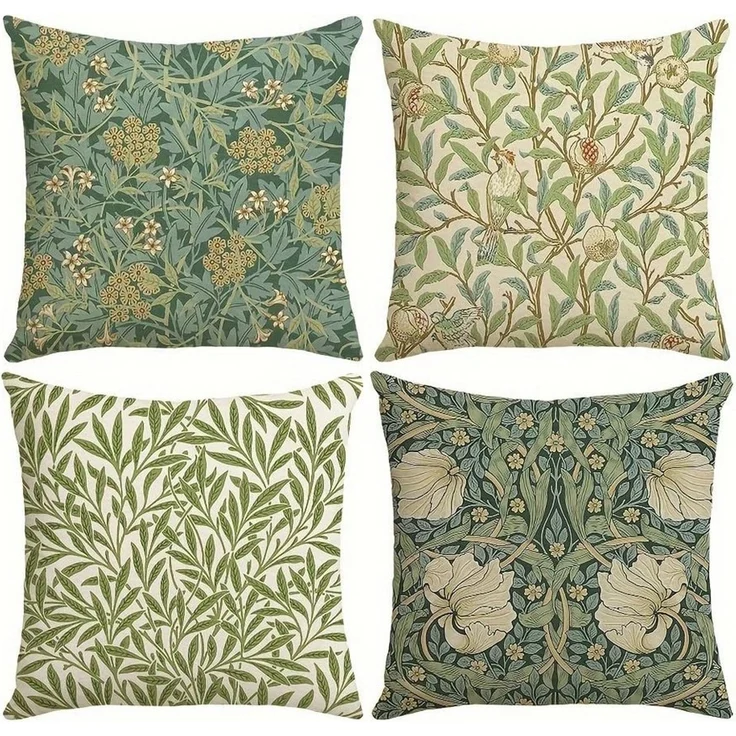 Diwzbyn Kissenbezüge 4er-Set dekorativer Kissenbezüge mit Vintage-Blumenmuster, (4 Stück), 45 × 45 cm, geeignet für Wohnzimmer und Außenbereiche – Bild 1