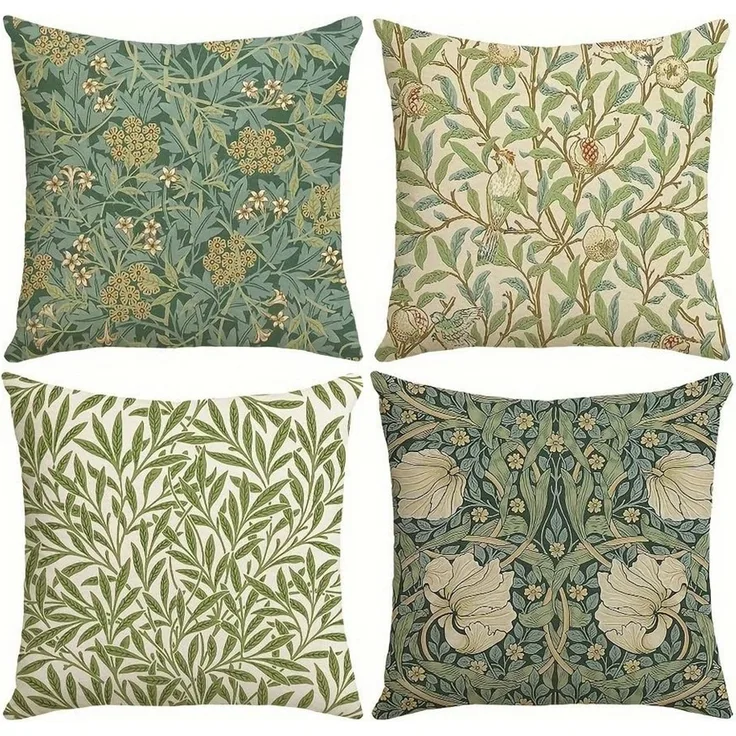 Diwzbyn Kissenbezüge 4er-Set dekorativer Kissenbezüge mit Vintage-Blumenmuster, (4 Stück), 45 × 45 cm, geeignet für Wohnzimmer und Außenbereiche